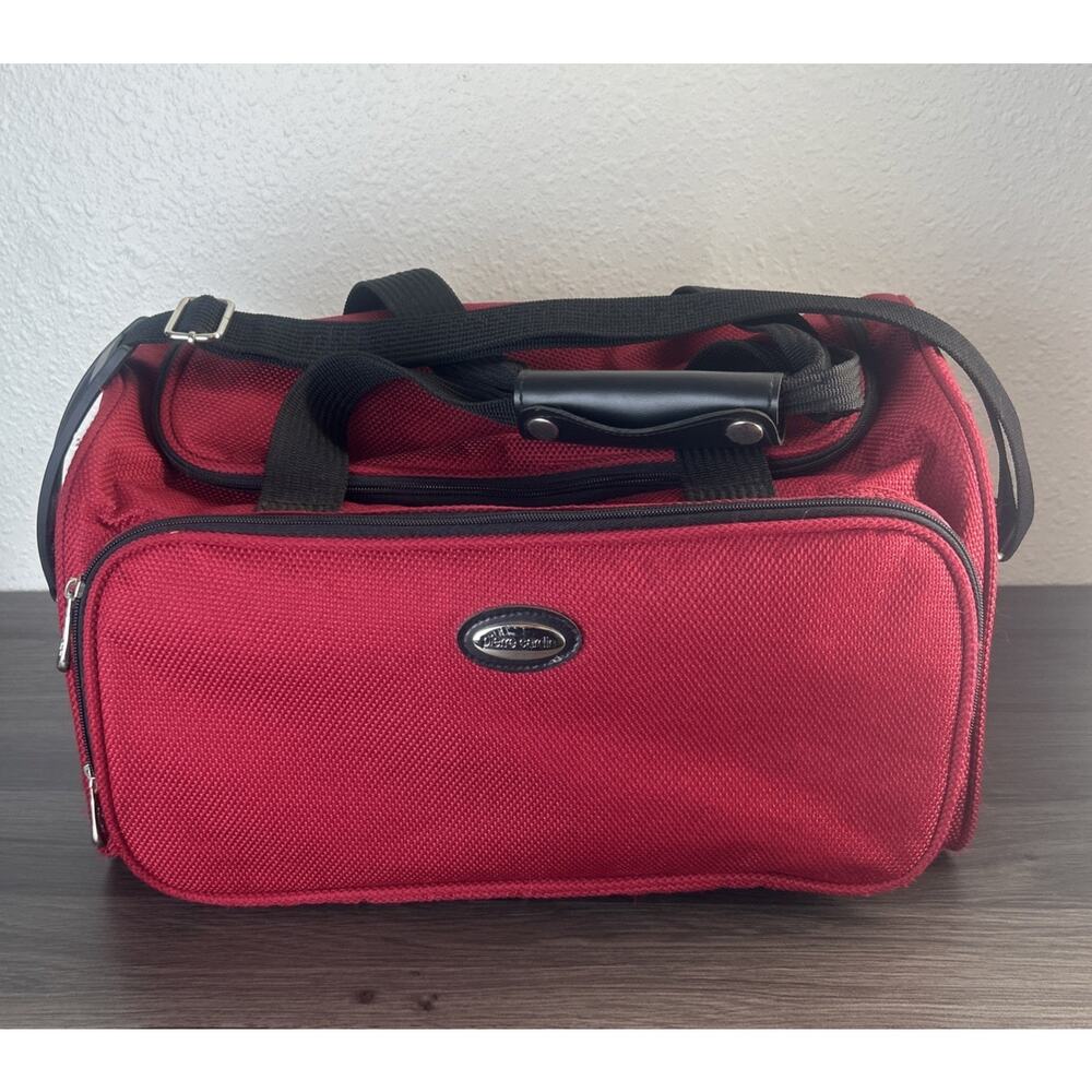 Vintage Pierre Cardin Carry-on Duffel Weekender Bag 16" Maroon 90s Travel